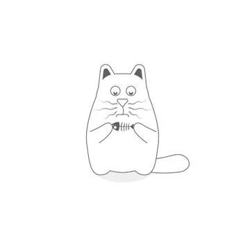 Cute Hungry spring cat character Illustrazione stock