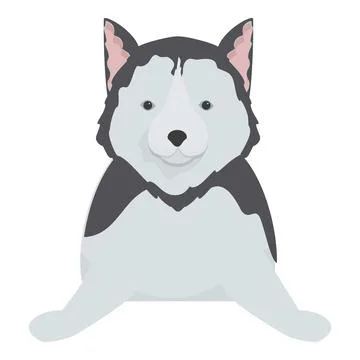 Cute husky dog lying down on white background Stock Illustration