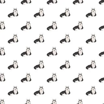Cute husky dog seamless pattern repeating background Stock Illustration
