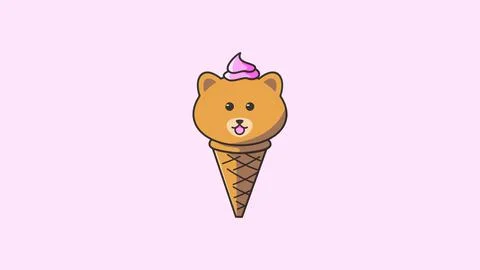Cute ice cream bear face cartoon mascot Stock Illustration