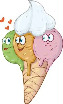 Cute Ice Cream Cartoon. vector illustration Stockillustratie
