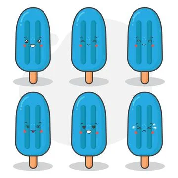 Cute Ice Cream Characters Set Stock Illustration