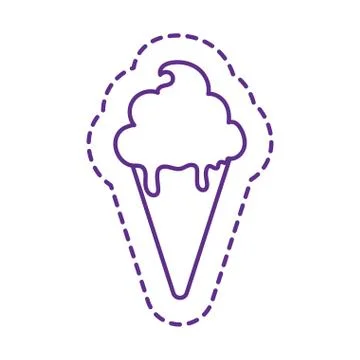 Cute ice cream cone patch line style icon vector design Illustrazione stock