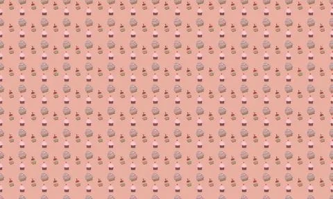 Cute ice cream cone pattern with pink background for design Stock Illustration