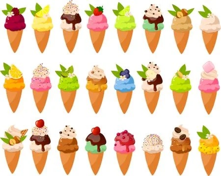Cute ice cream cones Stock Illustration