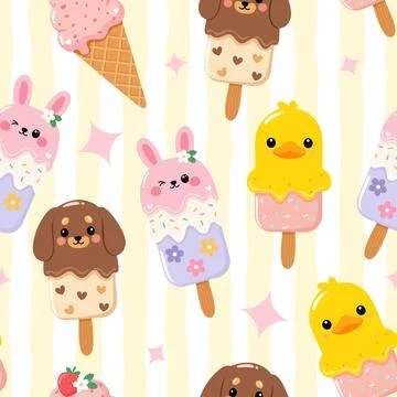 Cute ice cream pattern 스톡 일러스트