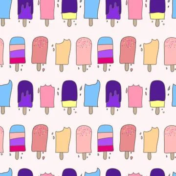 Cute ice cream seamless pattern background. Vector illustration. Stock Illustration