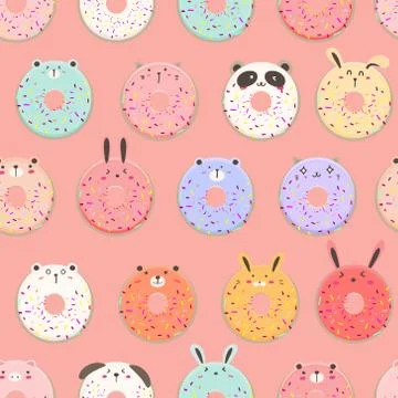 Cute ice cream seamless pattern background. Vector illustration. Stock Illustration