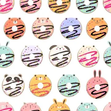 Cute ice cream seamless pattern background. Vector illustration. Stock Illustration