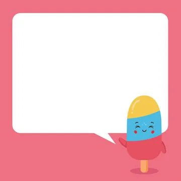 Cute Ice Cream with Speech Bubbles Stock Illustration