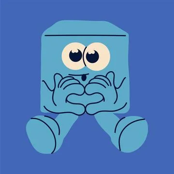 Cute Ice Cube Character Making a Heart with Hands Stock Illustration