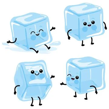 Cute ice cube characters. Vector illustration. イラスト素材
