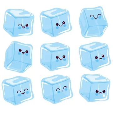 Cute ice cube characters. Vector illustration. Stock Illustration