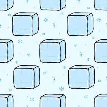 Cute ice cube seamless pattern with snowflakes Ilustración de archivo