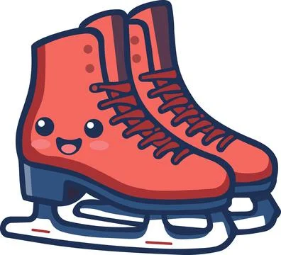 Cute ice skates pair character graphic icon Ilustração Stock