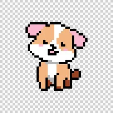 Cute illustration 8 bit pixel art character dog design Stock Illustration