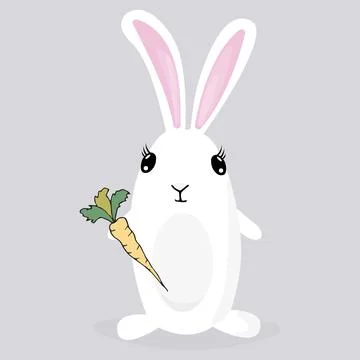 Cute illustration with easter bunny, rabbit with carrot. Symbol of Easter Stock Illustration