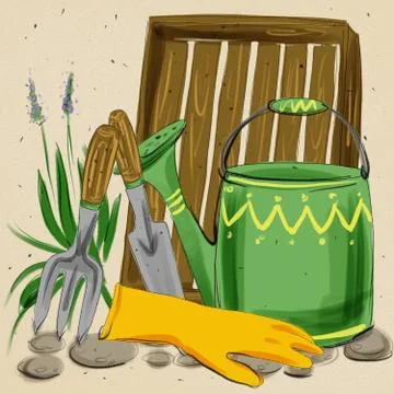 Cute illustration of hobby garden supplies Stock Illustration