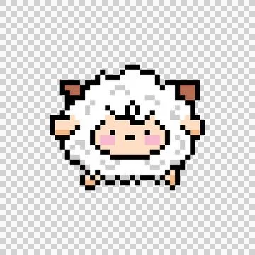 Cute illustration pixel art character sheep design vector Stock Illustration