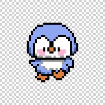 Cute illustration pixel art character penguin design vector Stockillustratie