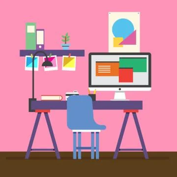 Cute Illustrator workspace Stock Illustration
