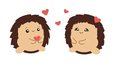 Cute included hedgehogs. Vector illustration isolated on white background Stock Illustration