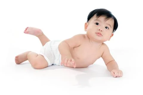 Cute infant baby crawling Stock Photos