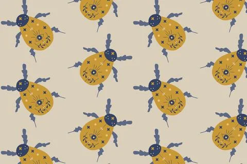 Cute insect bug with celestial elements moon, star Illustrazione stock