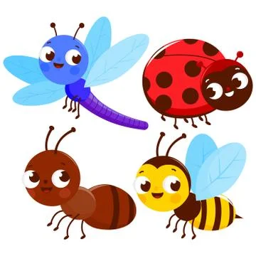 Cute insects collection. Vector illustration Stock Illustration