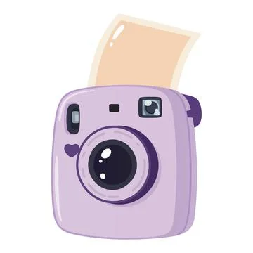 Cute Instant Camera Cartoon Vector Illustration Stock Illustration