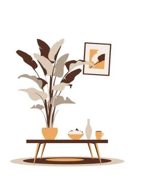 Cute interior of a cozy room Illustrazione stock