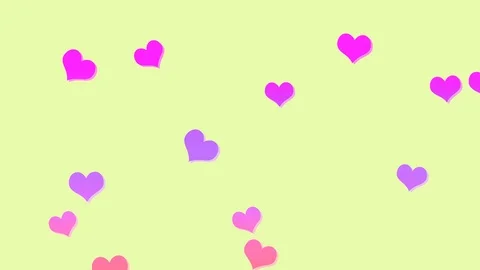 Cute intro template falling hearts yellow with subscribe button and outro card Stock Footage