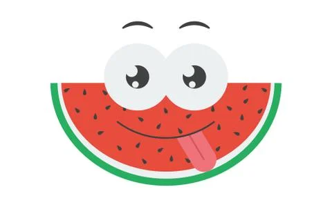 Cute isolated vector doodle hand drawn color illustration of watermelon slice Stock Illustration