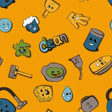 Cute items for cleaning. Stock Illustration