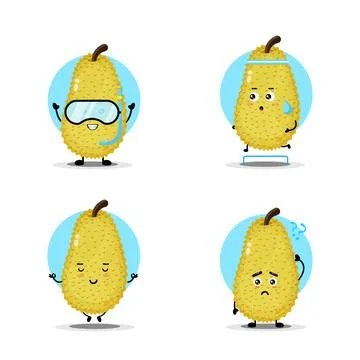 Cute jackfruit character collection Stock Illustration