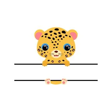 Cute jaguar split monogram. Funny cartoon character for shirt, scrapbooking Stock Illustration