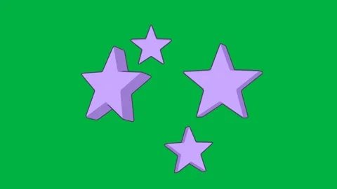 Cute japanese 3d five point stars double-hero green screen loop Видео 342789860
