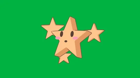 Cute japanese 3d five point stars cluster green screen loop 스톡 동영상 342789868