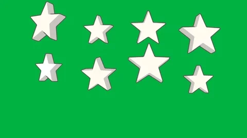 Cute japanese 3d five point stars rain green screen loop Video stock 342789884