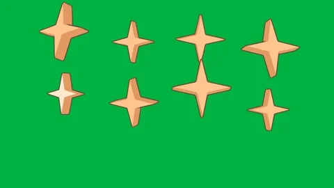 Cute japanese 3d four point sparkles rain green screen loop Stock Footage 342789894