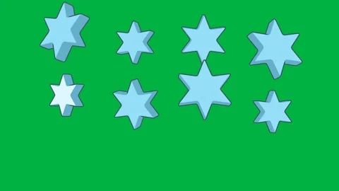 Cute japanese 3d six point stars rain green screen loop Stock Footage 342799249