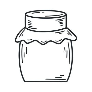Cute jar of jam or honey doodle illustration Stock Illustration