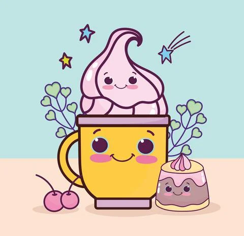 Cute jelly cup Stock Illustration