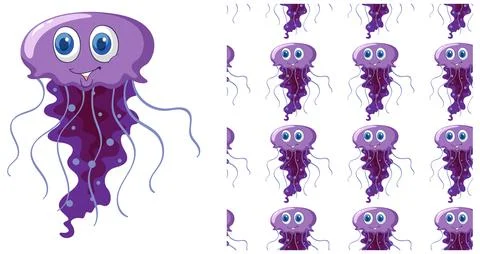 Cute Jellyfish Seamless Pattern Design 스톡 일러스트