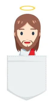 Cute Jesus inside the pocket. Isolated Vector Illustration Stock Illustration