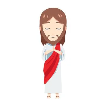 Cute Jesus is praying. Isolated Vector Illustration Stock Illustration