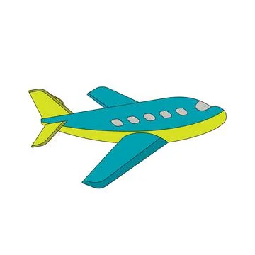Cute jet plane drawing. Vector Stock Illustration