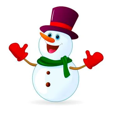 Cute joyful snowman Stock Illustration