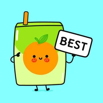 Cute Juice with poster best. Vector hand drawn cartoon kawaii character ill.. Stock Illustration