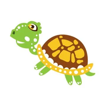 Cute jumping green turtle Stock Illustration